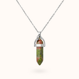 Ketting Pendant Unakite (kalmerend) Zilver