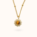Sun Gemstone Necklace Tiger Eye Gold