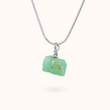Emerald Raw Stone Necklace Silver