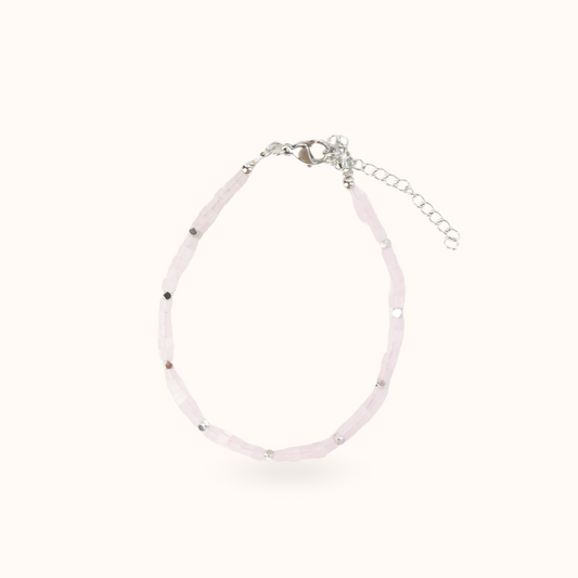 Rozenkwarts armband zilver