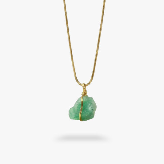 Emerald Raw Stone Necklace Gold