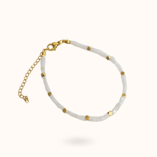 Witte Jade Armband Goud