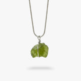 Peridot Raw Stone Necklace Silver