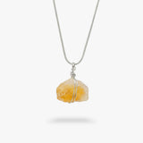 Citrien ruwe steen ketting zilver