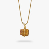 Tijgeroog ruwe steen ketting goud
