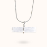Seleniet ruwe steen ketting zilver