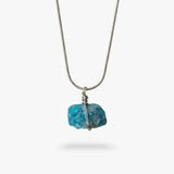 Apatite Raw Stone Necklace Silver