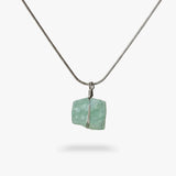 Fluorite Raw Stone Necklace Silver