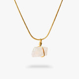 Clear Quartz Raw Stone Necklace Gold
