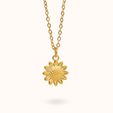 Zonnebloem ketting goud