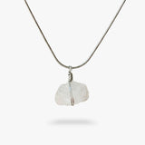Clear Quartz Raw Stone Necklace Silver