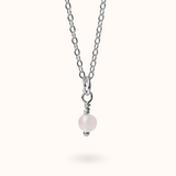 Fine Line Ketting Rozenkwarts Bal Zilver