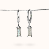 Fine Line Oorbellen Labradoriet (Bescherming) Rechthoek Zilver