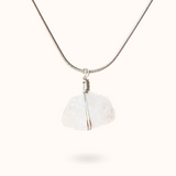 Clear Quartz Raw Stone Necklace Silver