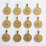 Zodiac Coin Necklace Gold