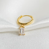 White Gem Earring Gold