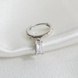 White Gem Earring Silver