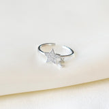 Star and Moon Ring Zilver