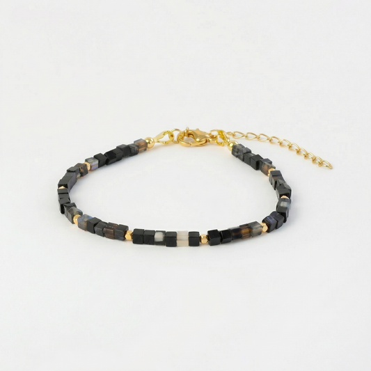 Schwarzes Achat Armband Gold