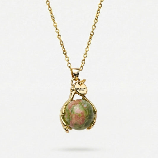 Unakite Embrace Necklace Gold