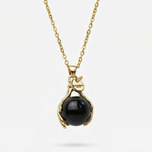 Onyx Embrace Necklace Gold