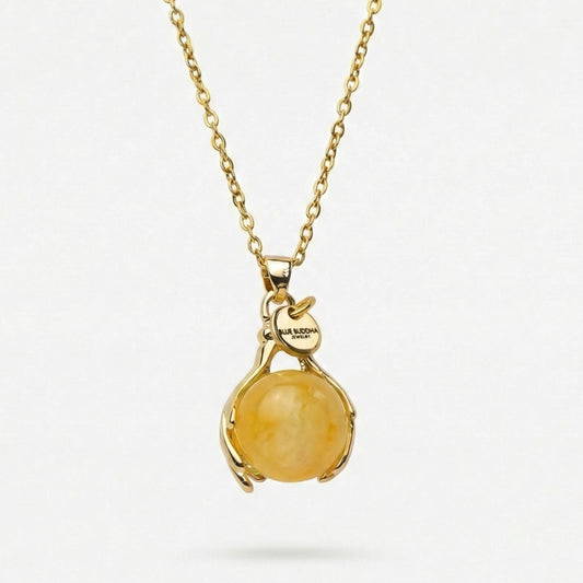 Yellow Jade Embrace Necklace Gold