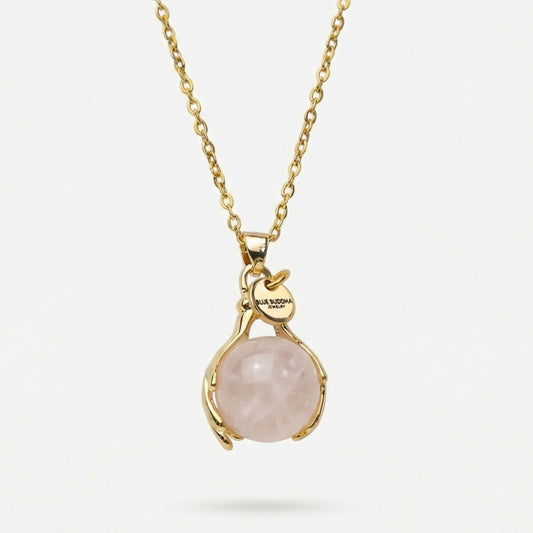 Rose Quartz Embrace Necklace Gold