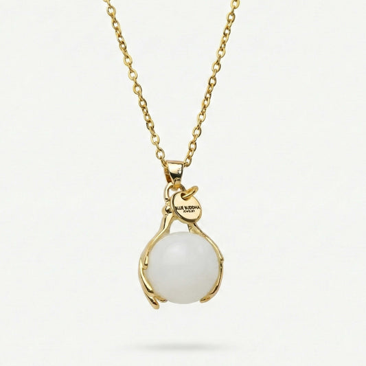 White Quartz Embrace Necklace Gold