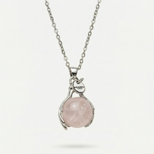 Rose Quartz Embrace Necklace Silver