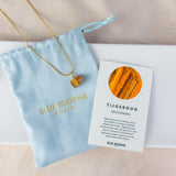 Tijgeroog ruwe steen ketting goud