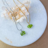 Peridot Raw Stone Necklace Silver