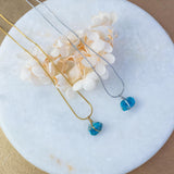 Apatite Raw Stone Necklace Silver