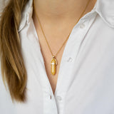 Ketting Pendant Gele Jade (Zelfvoorzienendheid) Goud