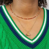 Tijgeroog ruwe steen ketting goud