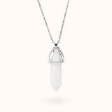 Necklace Pendant White Quartz (Positivity) Silver