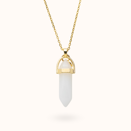 Ketting Pendant Witte Kwarts (Positiviteit) Goud