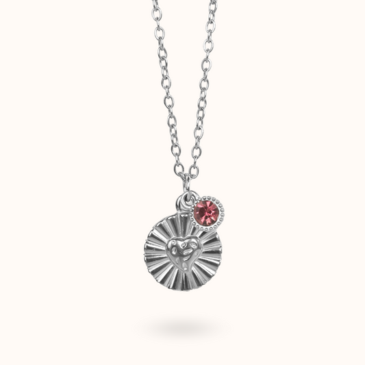 Love Coin Geboortesteen ketting zilver