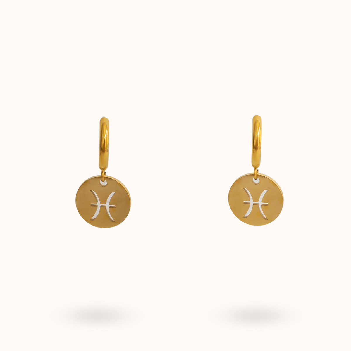 Zodiac Earrings Pisces Gold