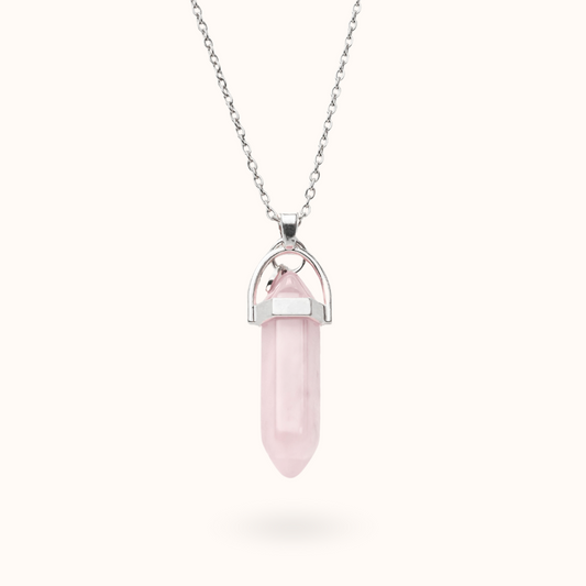 Ketting Pendant Rozenkwarts (Liefde) Zilver