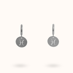 Zodiac Earrings Pisces Silver