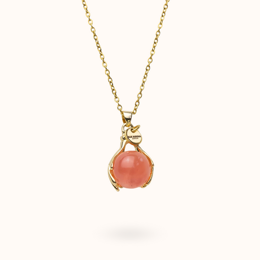 Watermelon Tourmaline Embrace Necklace Gold