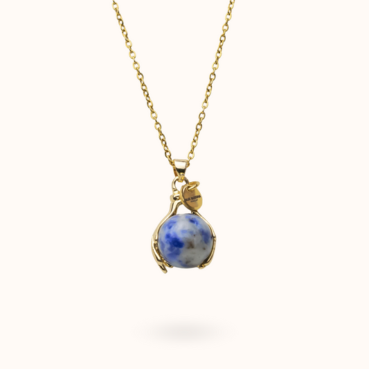 Blue Spot Jasper Embrace Necklace Gold