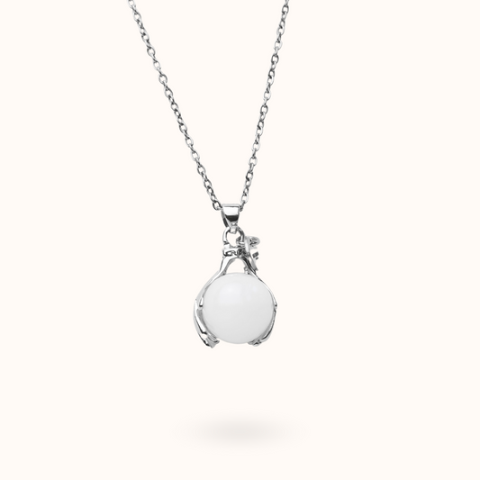 Witte Kwarts Embrace Ketting Zilver