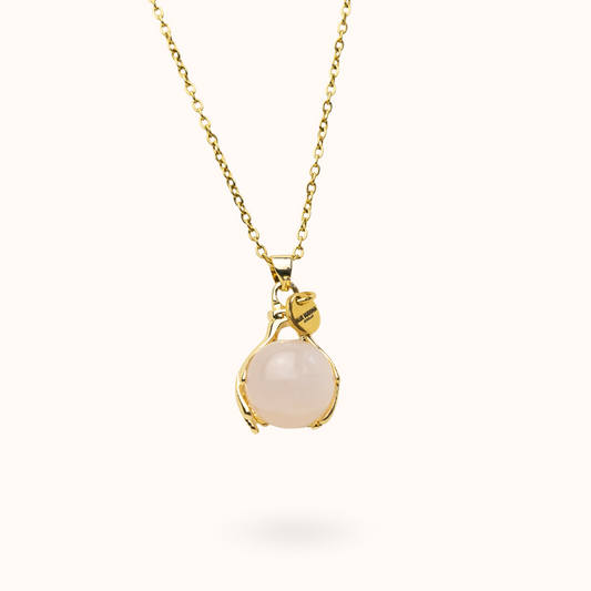 Rose Quartz Embrace Necklace Gold