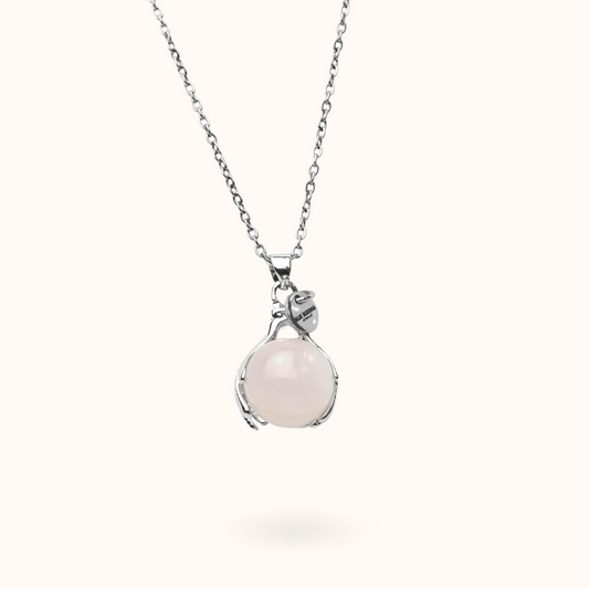 Rose Quartz Embrace Necklace Silver