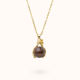 Mahogany Obsidian Embrace Necklace Gold