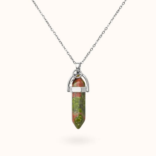 Ketting Pendant Unakite (kalmerend) Zilver