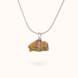 Tiger's Eye Raw Stone Necklace Silver