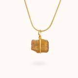 Tiger's Eye Raw Stone Necklace Gold