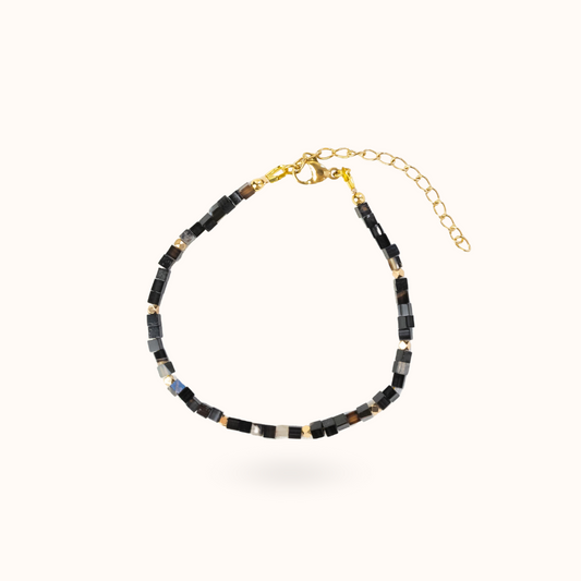 Zwarte Agaat Armband Goud